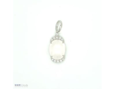 9CT WHITE GOLD MOONSTONE AND DIAMOND PENDANT      ...