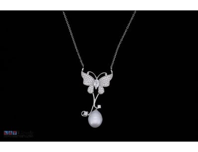 SOUTH SEA PEARL NECKLACE ON 925 SILVER - WITH CERT...