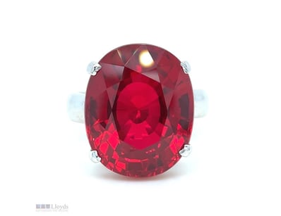 LAB GROWN RUBY SILVER RING CUSHION CUT      

21Mm...