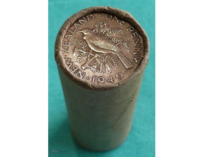 ROLL OF 1949 KGVI, NEW ZEALAND PENNY  

(50X Circu...