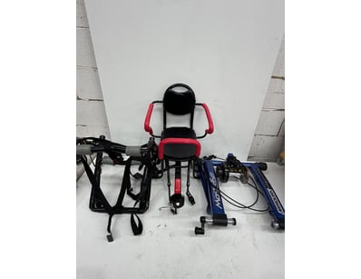 Stationary exercise bike trainer bundle featuring ...