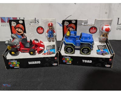 Lot of two Jakks Pacific Super Mario Bros pull-bac...