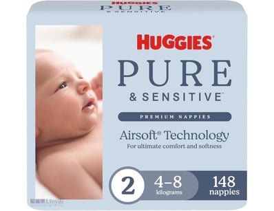 Huggies Pure & Sensitive Nappies Size 2 (4-8 kg) 1...