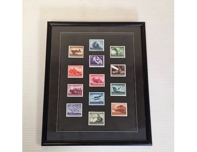 STAMPS, GERMAN EMPIRE SET FRAMED COLLECTION OF GRO...