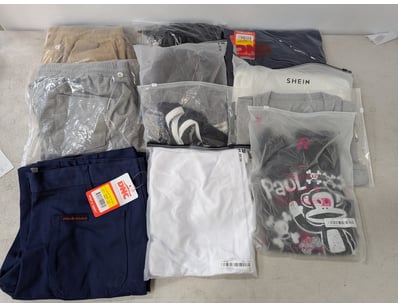 Assorted clothing, includes work pants, singlets a...