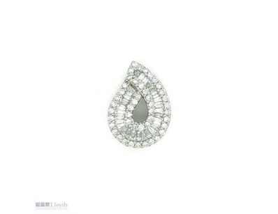 18CT WHITE GOLD DIAMOND VINTAGE STYLE PENDANT     ...