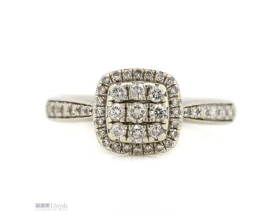 9K WHITE GOLD AND 0.50CT TDW DIAMOND, DRESS RING. ...