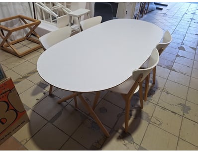4-Seater Dining Table, Timber Style, White Finish ...