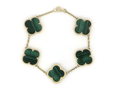 14K YELLOW GOLD, GREEN MALACHITE, BRACELET.      
...