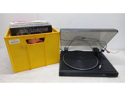 Record player & records, includes Kenwood Automati...