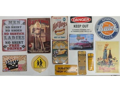 VINTAGE TIN SIGN COLLECTION - RETRO AMERICANA ADVE...