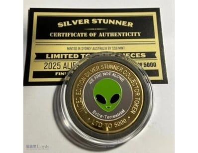 NEW  2025 ALIEN COLOUR SILVER STUNNER 43 MM COIN C...