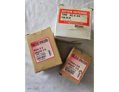 Stainless Steel Screws Different Sizes, 3 Boxes Ea...