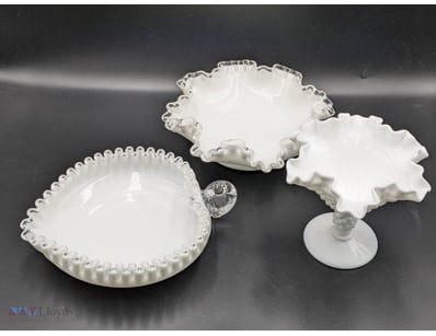 FENTON MILK GLASS COMPOTE AND SERVING DISHES COLLE...