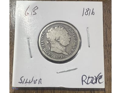1816 GREAT BRITAIN KING GEORGE III SILVER HALF CRO...