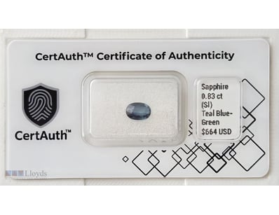 CERTIFIED 0.83CT NATURAL TEAL SAPPHIRE (CORUNDUM) ...