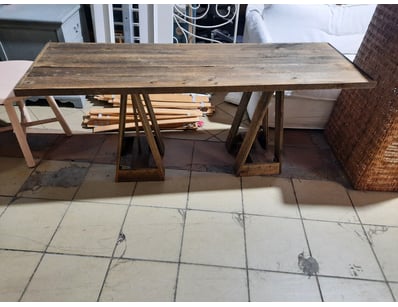 Timber style tressle, brown finish, 3 pieces.

Dim...