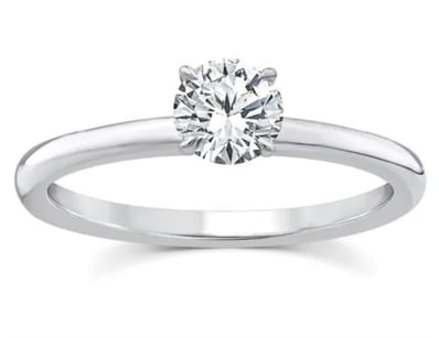 9K WHITE GOLD 0.50CT F VS LAB DIAMOND RND 4 CLAW R...