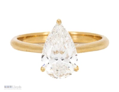 2.01 CARATS 18K YELLOW PEAR DIAMOND SOLITAIRE RING...