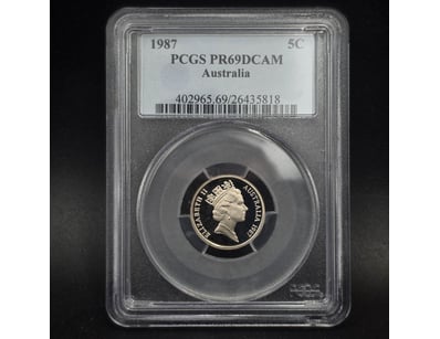 1987 AUSTRALIAN 5C COIN PCGS GRADED

Pcgs Pr69Dc...