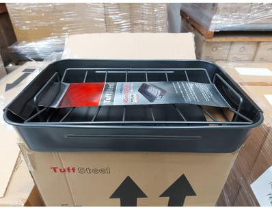 BOX LOT-QTY x6  Tuff Steel 43cm Carbon Steel Roast...