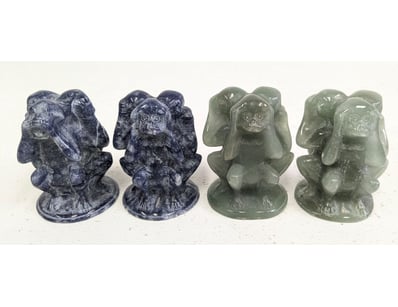 NATURAL GREEN ADVENTURINE & SODALITE HEAR NO EVIL,...