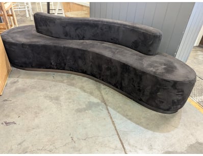 Abstract sofa, black velvet like finish, curved de...