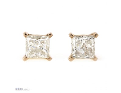 14K ROSE GOLD, 2.01CT TDW DIAMOND, SOLITAIRE STUD ...