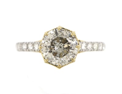 14K WHITE/YELLOW GOLD AND DIAMOND, DRESS RING.    ...