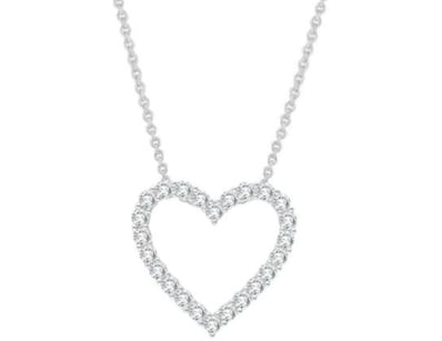 9K WHITE GOLD 0.50CT F VS LAB DIAMOND OPEN HEART N...