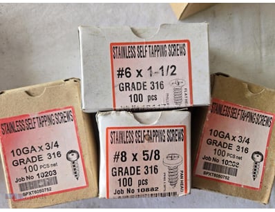 Stainless Steel Screws Different Sizes, 4 Boxes Ea...