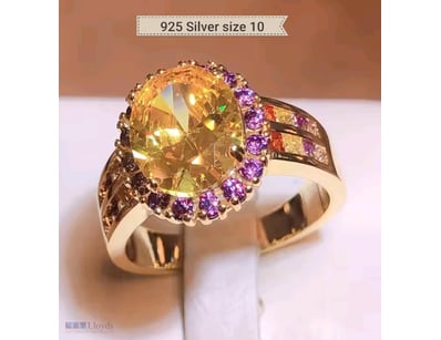 925 SILVER CITRINE AND MULTI COLOR ZIRCONS SIZE 10...