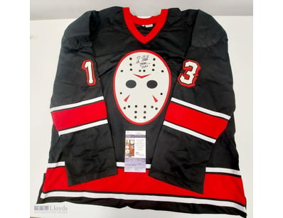 SIGNED JASON VOORHEES #13 HOCKEY JERSEY FROM FRIDA...