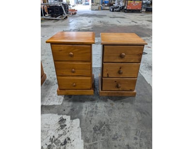 2x Bedside Tables, Timber, Brown

