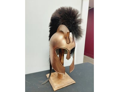 ANCIENT GREEK CORINTHIAN HELMET REPLICA WITH HORSE...