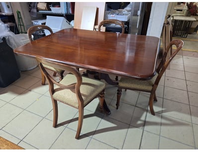 4-Seater Dining Table, Timber Style, Brown Finish ...