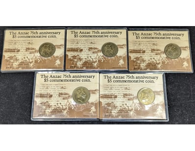 FIVE 1990 AUSTRALIAN ANZAC 75TH ANNIVERSARY COMMEM...
