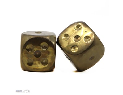 BRASS METAL DICE. SET OF TWO,      

50X50Mm, Tota...