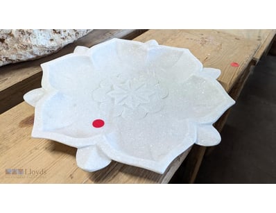 Exquisite white marble decorative dish featuring a...