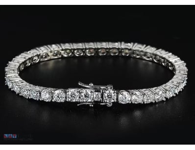 WHITE GOLD PLATED TENNIS BRACELET WHITE CUBIC ZIRC...