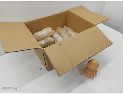Bulk lot of decorative pillar candles in cream/ivo...