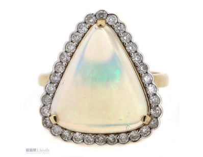 14K YELLOW GOLD, 4.03CT AUSTRALIAN ANDAMOOKA OPAL ...