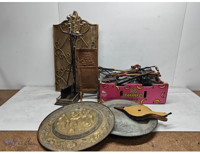 Homewares, assorted brass style homewares, lamps, ...