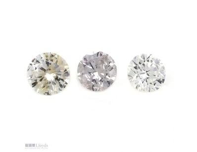 0.17CT TDW X 3, NATURAL FANCY PINK/YELLOW DIAMONDS...