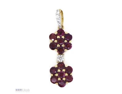 14K YELLOW GOLD/RHODIUM, PINK SAPPHIRE AND DIAMOND...