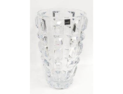 ROGASKA HANDMADE CRYSTAL VASE WITH GEOMETRIC RELIE...