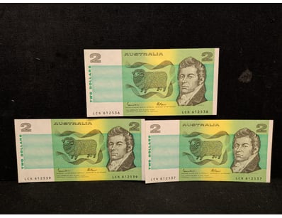 AUSTRALIAN $2 BANKNOTES - PAPER SERIES (CIRCA 1988...