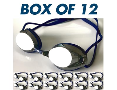 BOX 12 x Navy Racing/Training Swimming Goggles:  T...