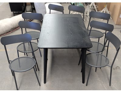 Modern dining set comprising one rectangular black...