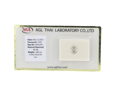 1.60CT CERTIFIED, NATURAL DIAMOND     

Oval Brill...